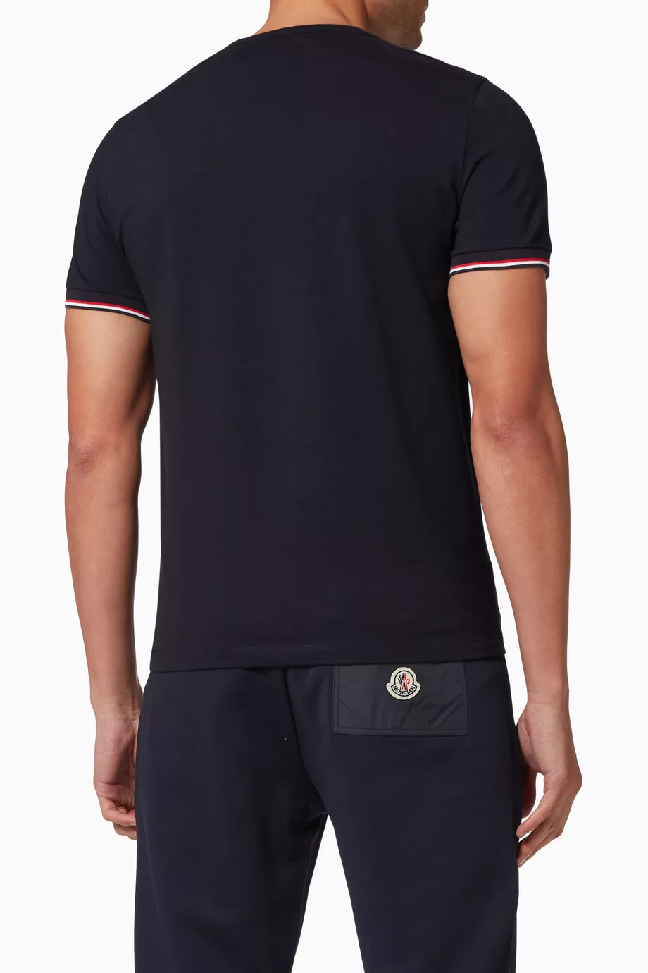 Buy Moncler Blue Striped Trim T shirt in Jersey for Men in Saudi