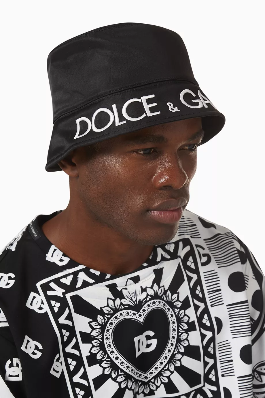 Buy Dolce Gabbana Black D G Embroidery Bucket Hat in Nylon