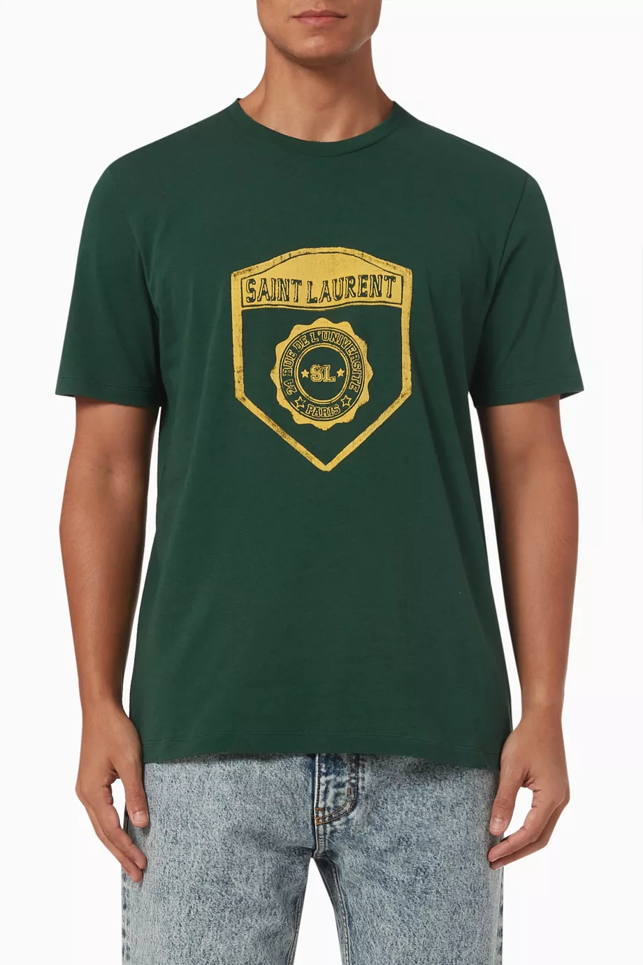 Saint laurent green t shirt shop
