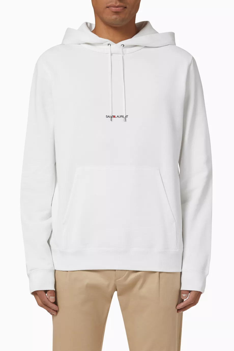 Buy SAINT LAURENT White SAINT LAURENT Rive Gauche Hoodie in Cotton