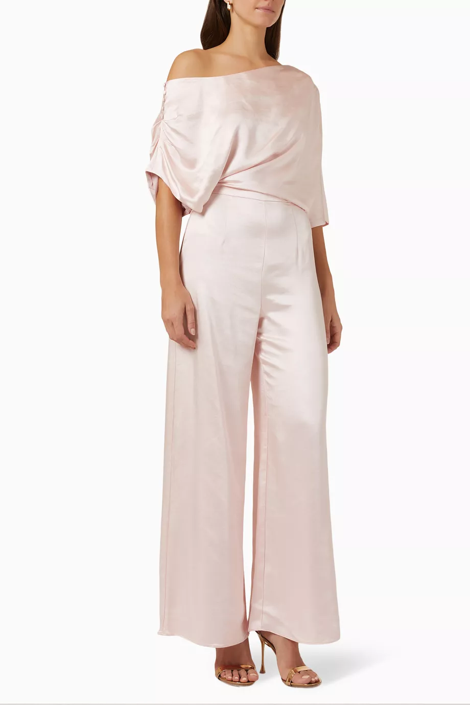 Pink batwing shop belted palazzo jumpsuit