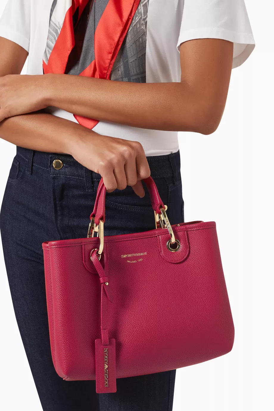 Buy Emporio Armani Red My EA Tote Bag in Faux Leather for Women in