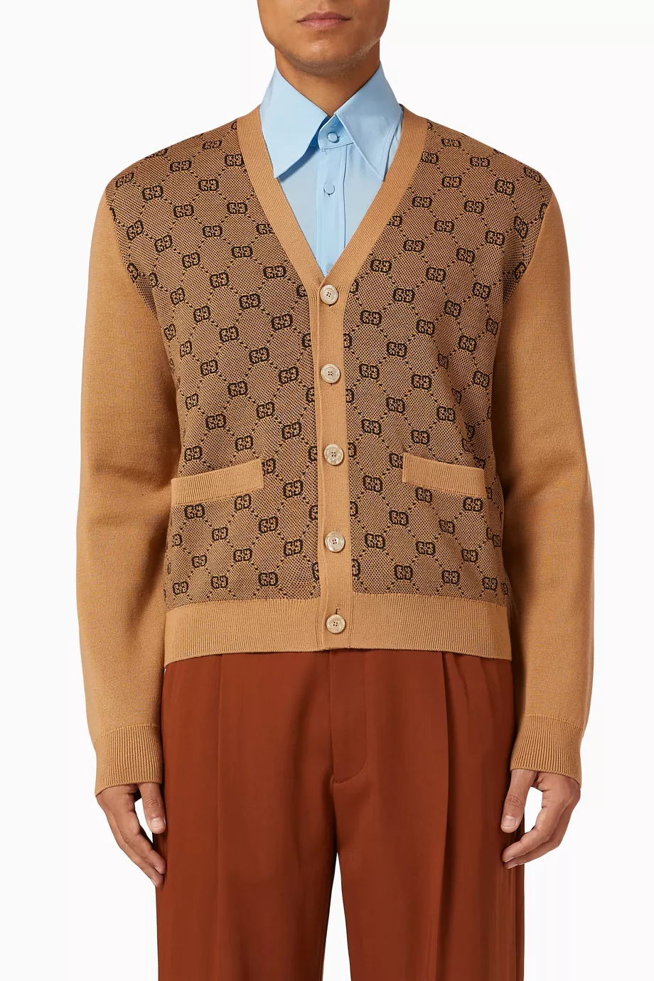 Buy Gucci Brown GG Cardigan in Jacquard Wool for Men in Saudi Ounass
