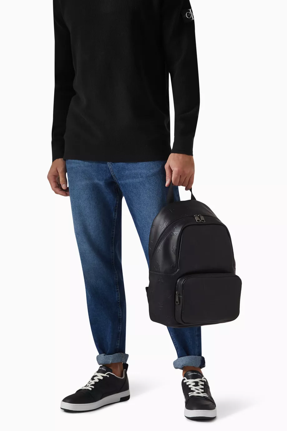 Buy Calvin Klein Jeans Black Monogram Campus Backpack in Faux