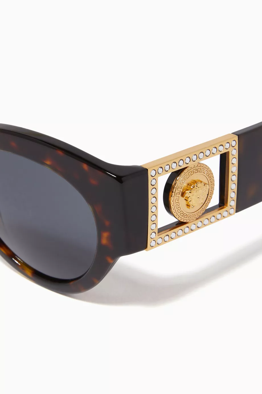 Buy Versace Brown Bright Medusa Crystal Sunglasses in Acetate for