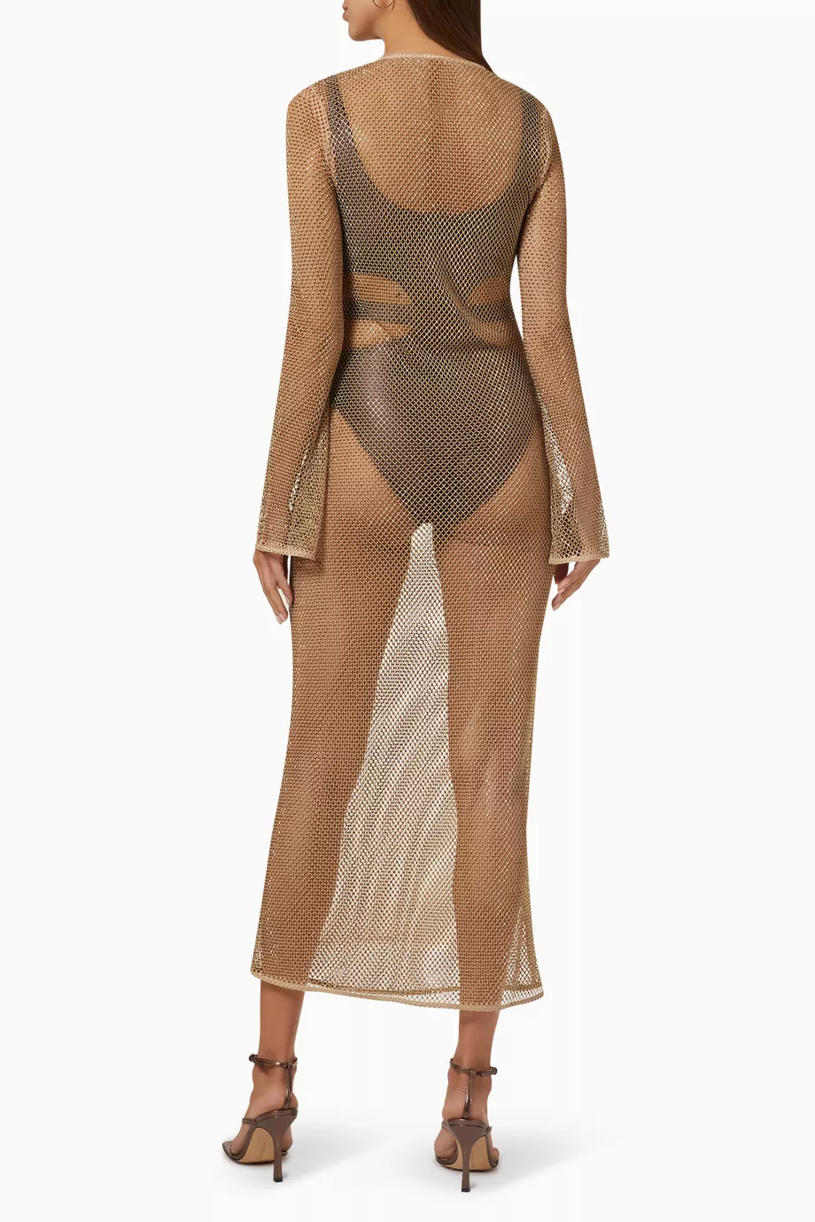 Buy Simkhai Gold Tate Cover up Maxi Dress in Crystal Mesh for