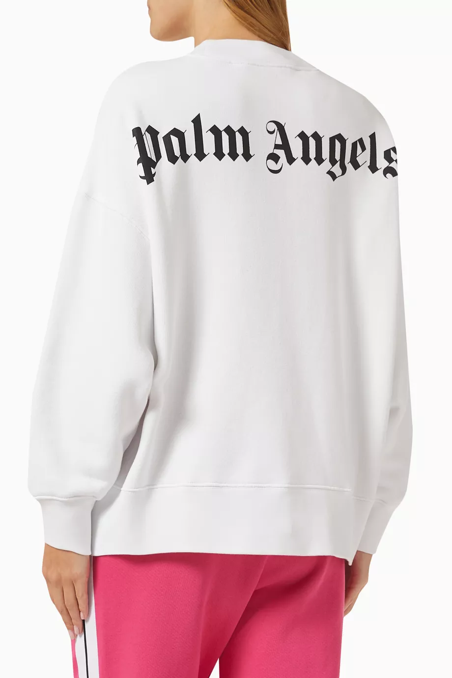Buy Palm Angels White Classic Logo Sweatshirt in Cotton for Women in Saudi