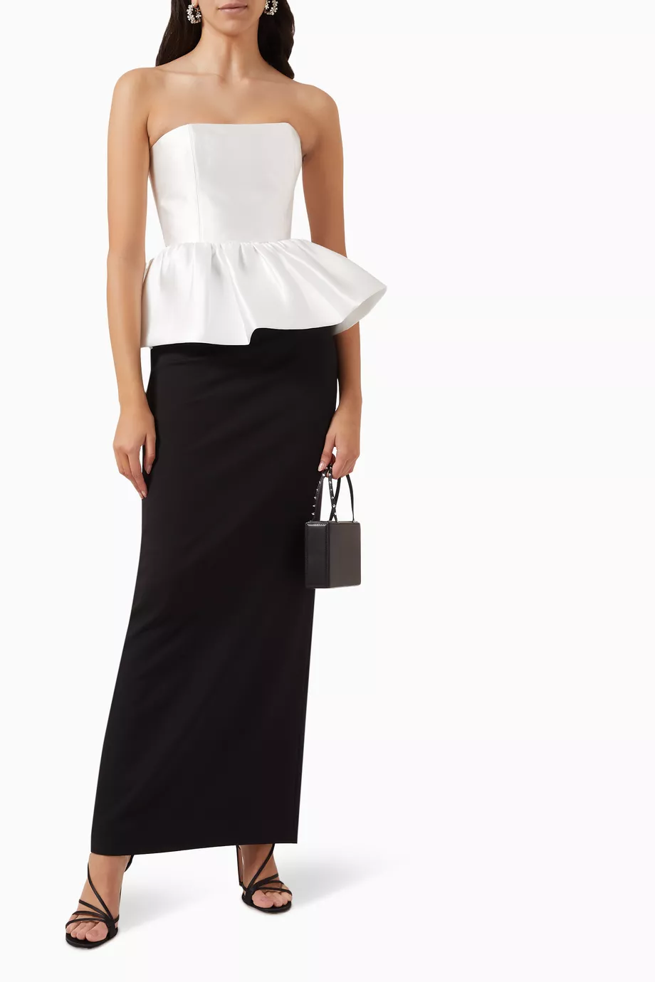 Black peplum maxi dress discount