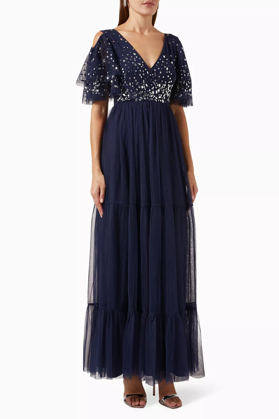 Goddiva Flared Sleeve Embroidered Maxi Dress Debenhams 51 OFF