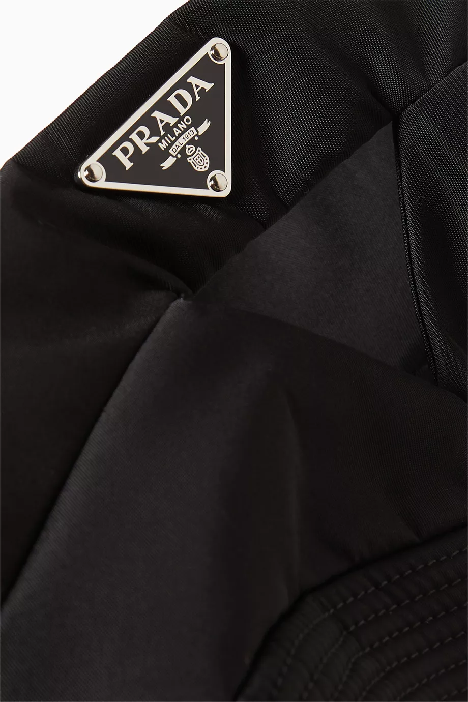 Buy Prada Black Triangle Logo Crop Top in Re-nylon for Women in Saudi