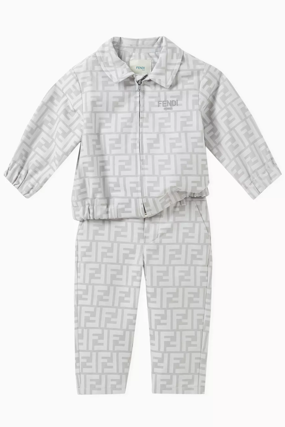 Buy Fendi Grey Logo print Jacket in Cotton for Baby Boys in Saudi