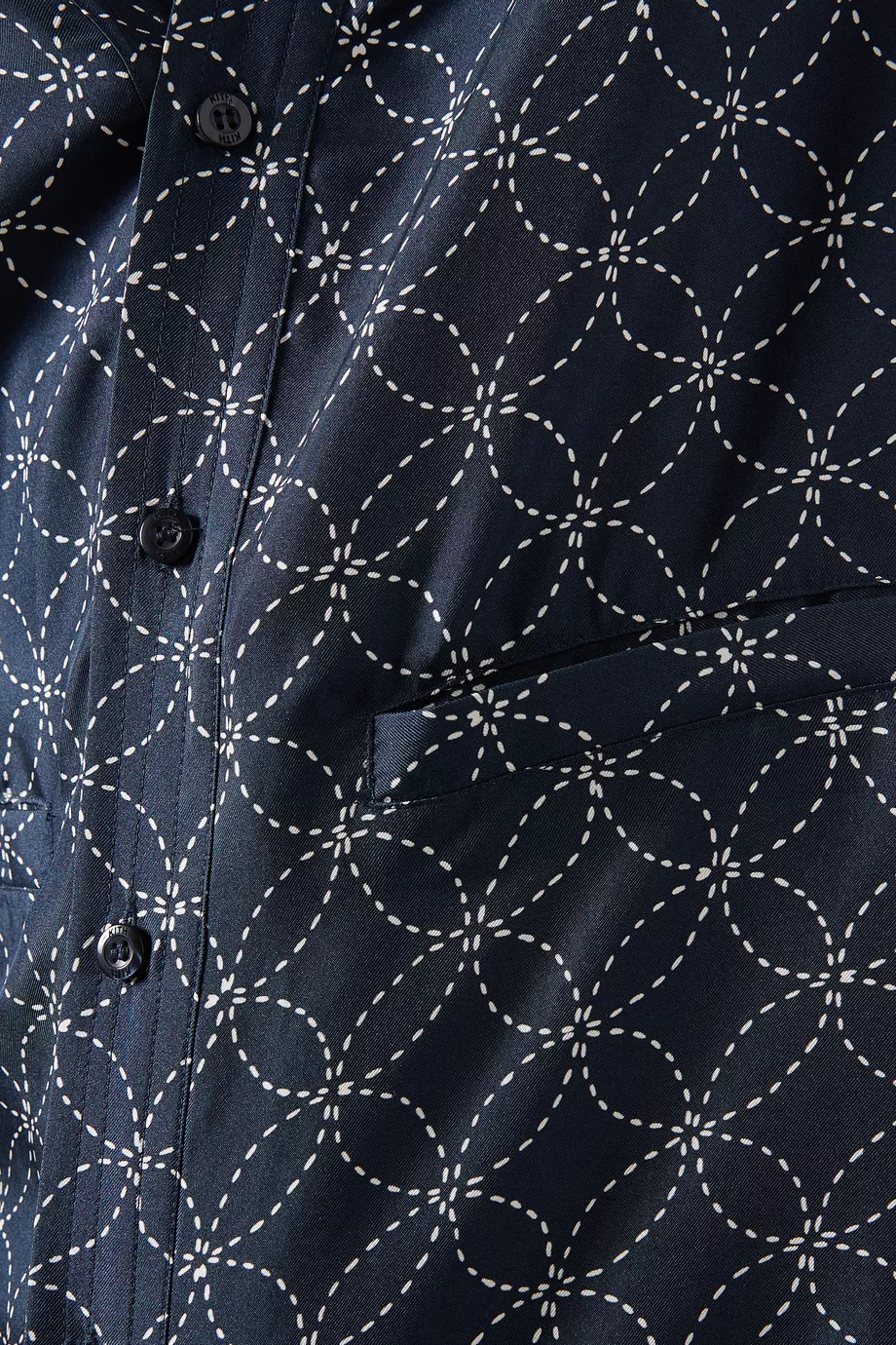 Buy Kith Blue Geometric Stitch Gi Shirt in Silk for MEN in Saudi