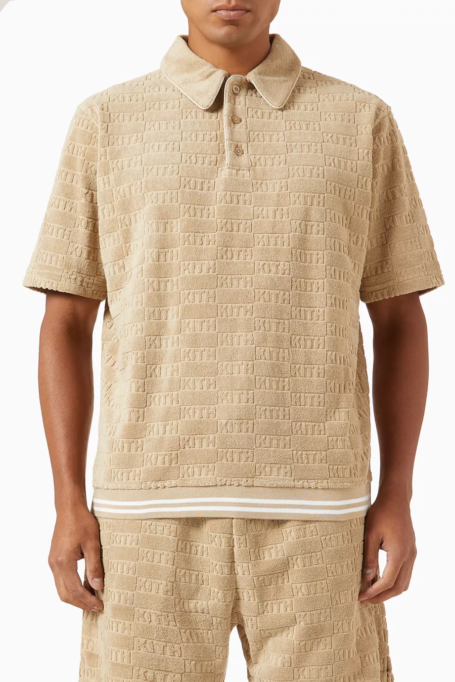 Buy Kith Neutral Graham Polo in Cotton-blend Terry Online for Men ...