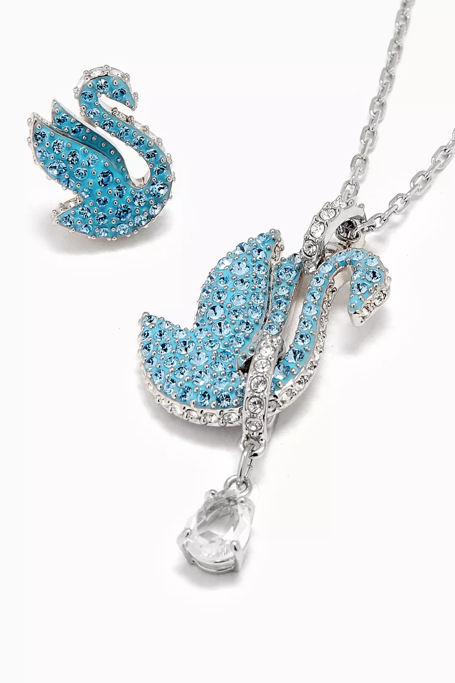 Swarovski swan necklace and earring set hotsell