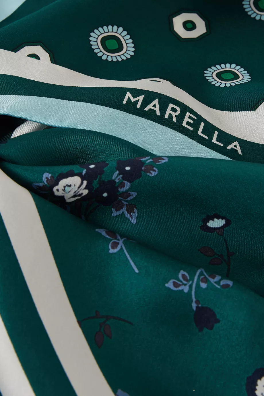 Buy Marella Green Pavone Printed Scarf in Silk for Women in Saudi