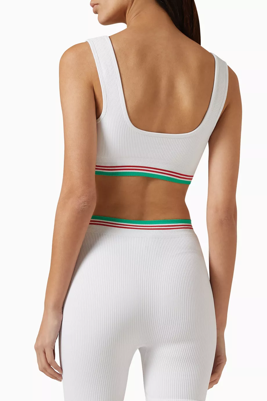 Casablanca Seamless Ribbed Crop Top in White