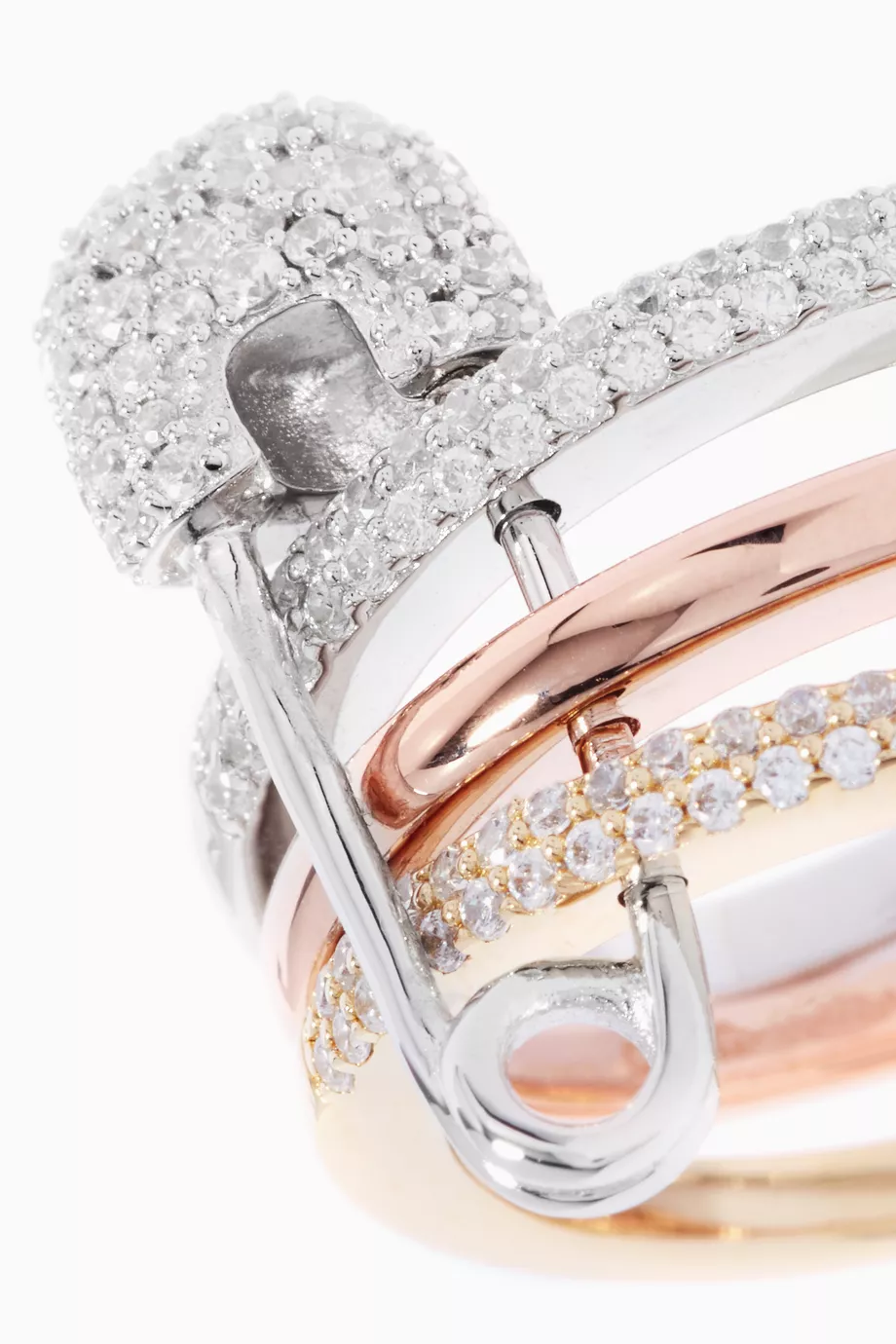 Buy APM Monaco Gold Gold Silver Multi Band Saftey Pin Ring For Women Online Ounass Saudi