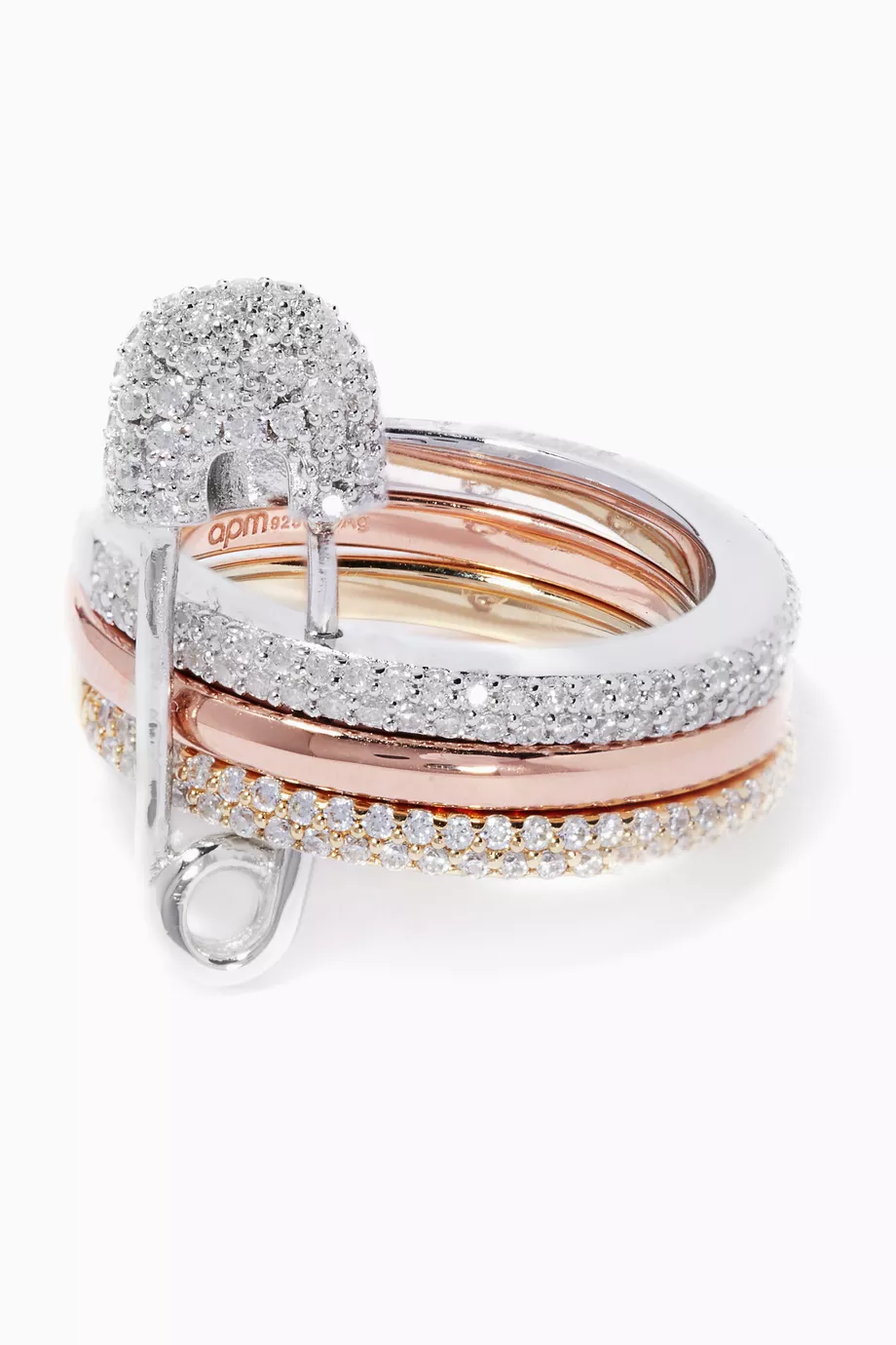 Buy APM Monaco Gold Gold Silver Multi Band Saftey Pin Ring For Women Online Ounass Saudi