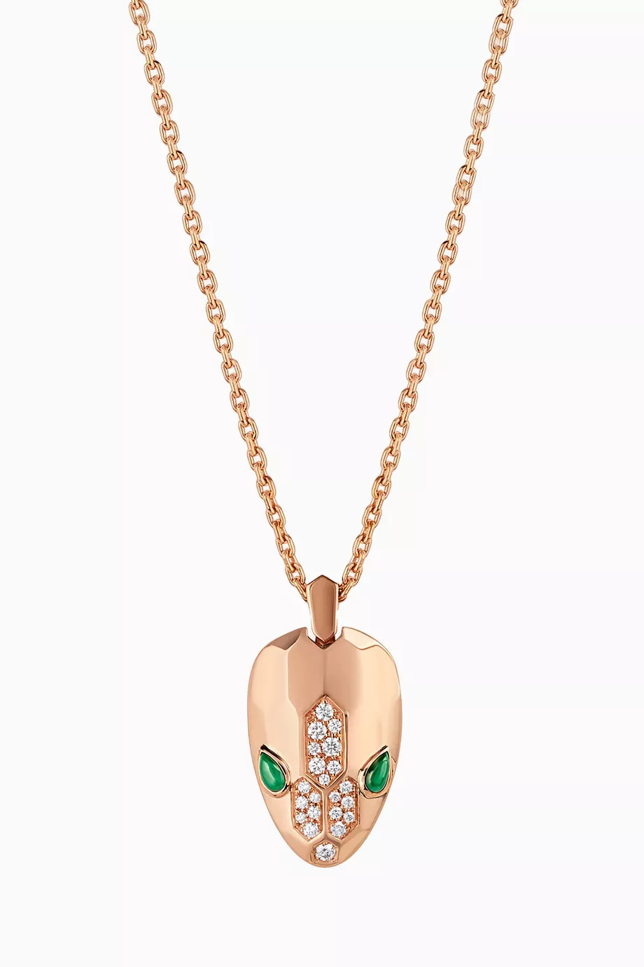 Rose-gold Serpenti Malachite Pavé Diamond Necklace
