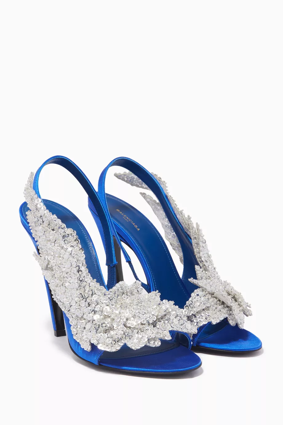 Buy Balenciaga Blue Blue Sequin-Embellished Slingback Sandals For