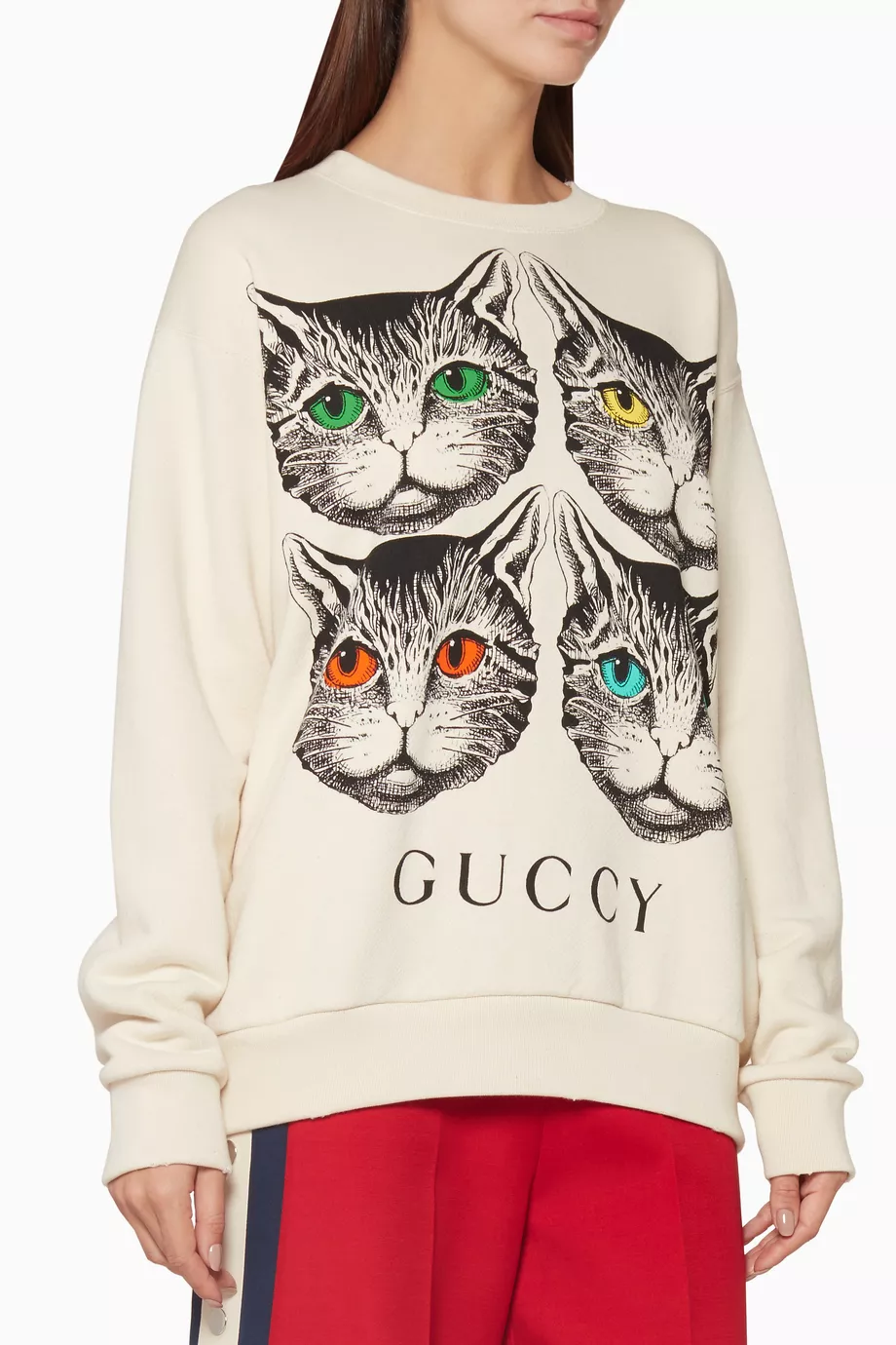 Buy Gucci Multicolour Ivory Mystic Cat Printed Sweatshirt For Women Online Ounass Saudi