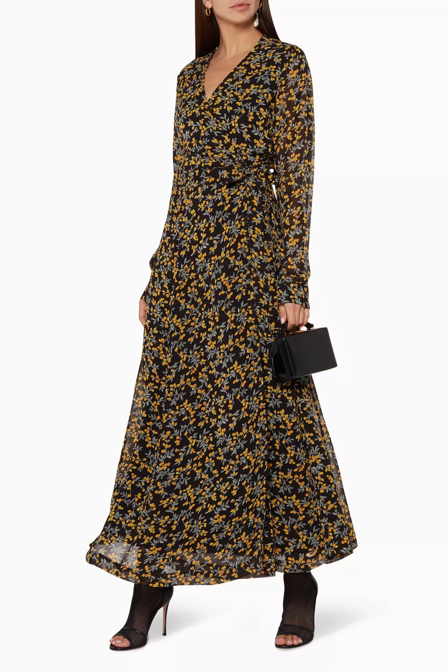 chinese dress ladies Printed Light Georgette Wrap Midi Dress  Annabel