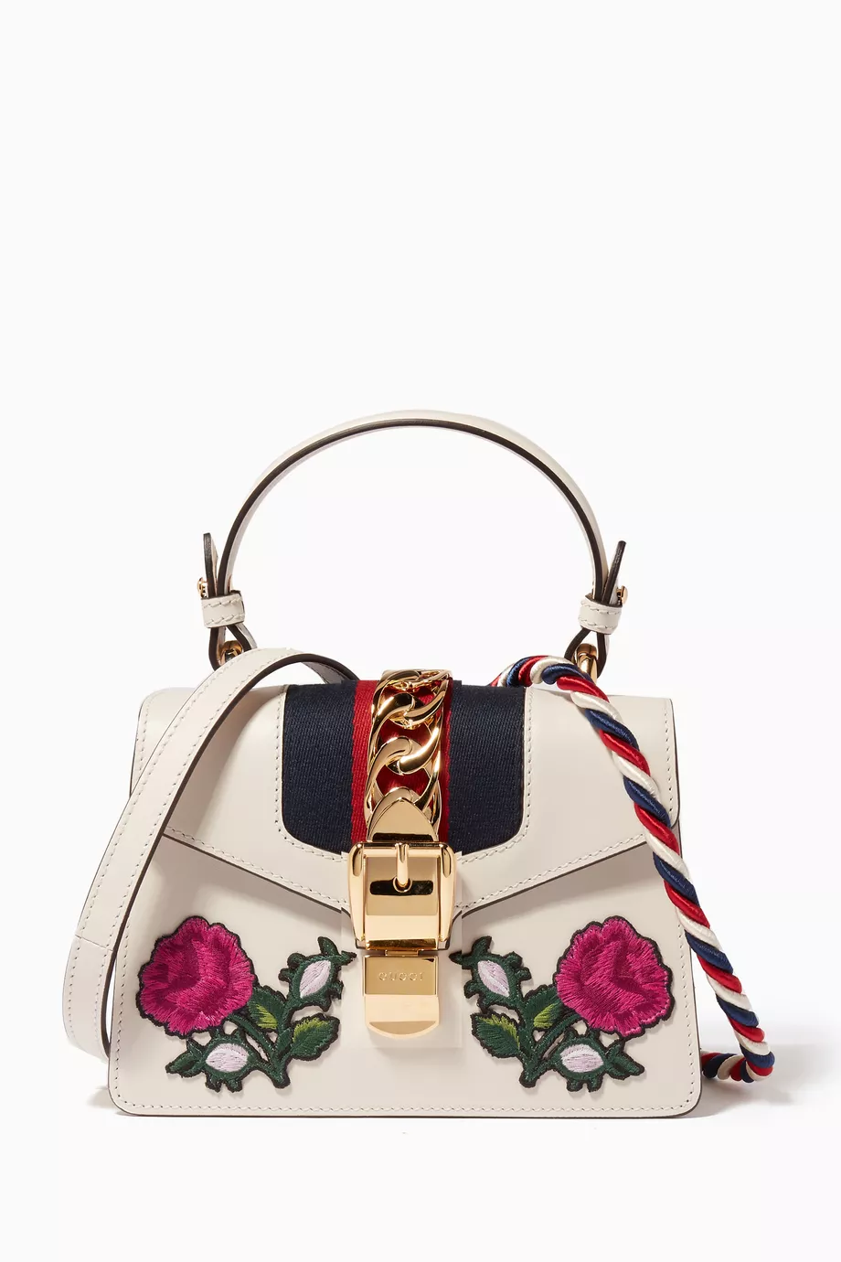 Buy Gucci Neutral White Mini Sylvie Embroidered Top Handle Bag For Women Online Ounass Saudi