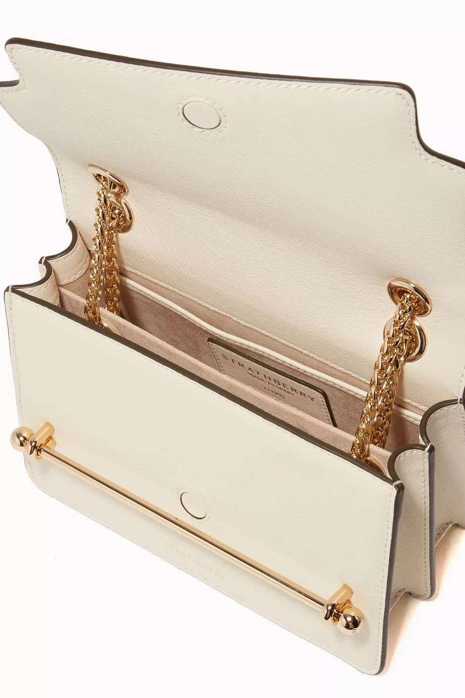 Buy Strathberry White Mini East/West Leather Shoulder Bag For