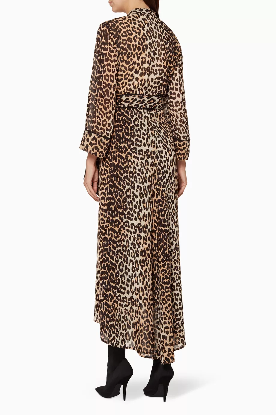Buy Ganni Brown Brown Leopard Printed Fairfax Georgette Dress For Women Online Ounass Saudi