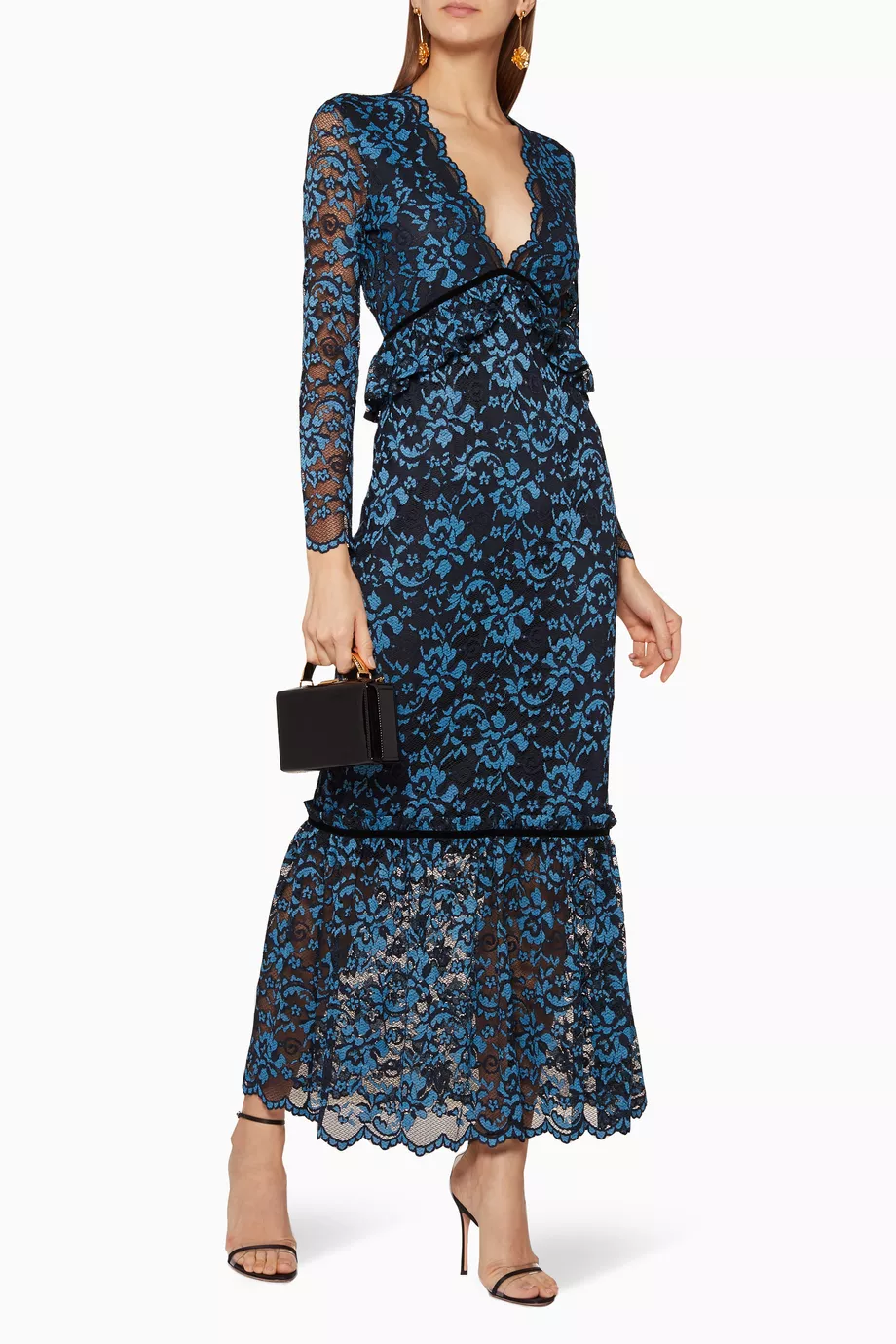 Buy Ganni Blue Navy Floral Lace Flynn Dress For Women Online | Ounass Saudi