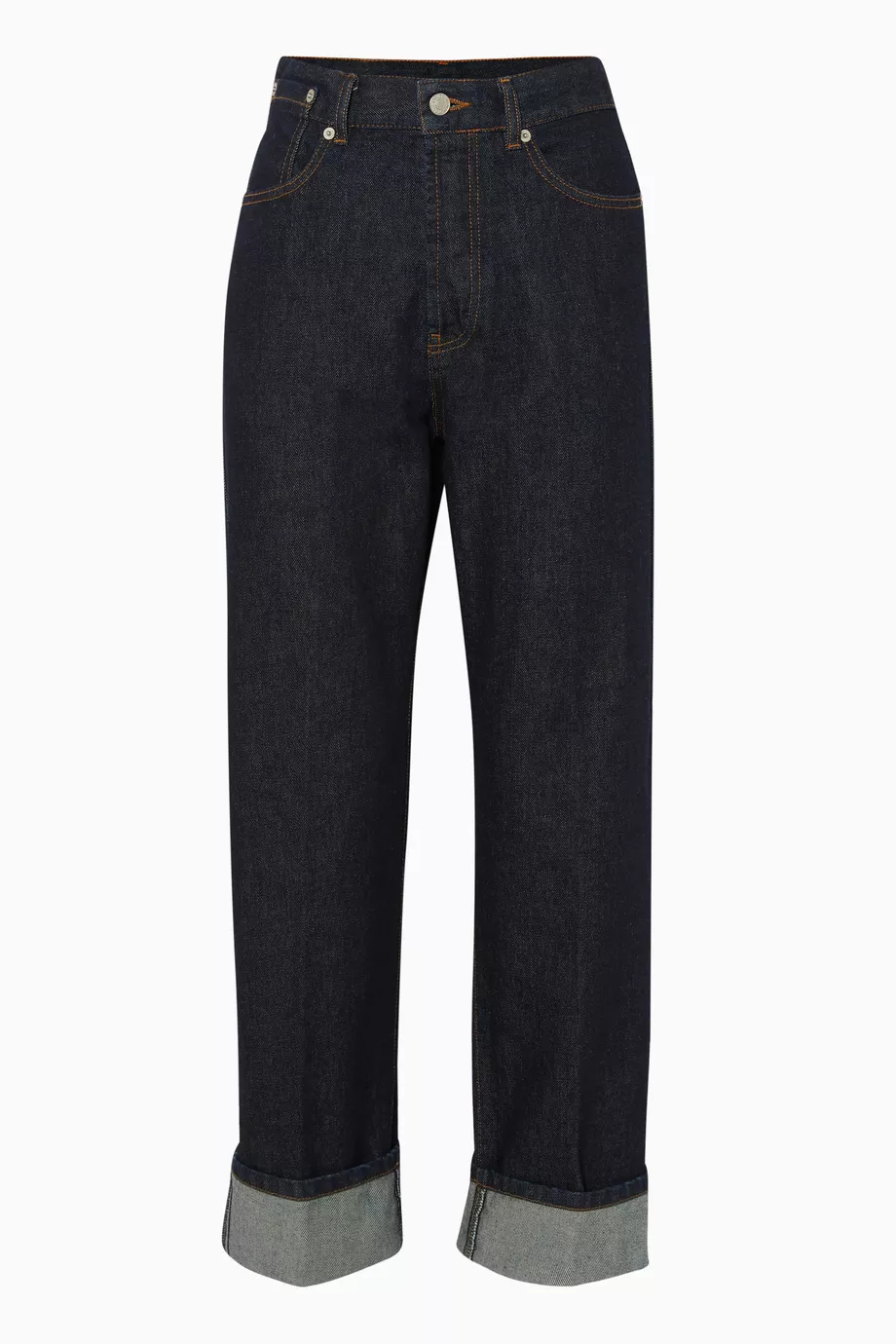 Buy Dries Van Noten Blue Dark-Blue Folded-Cuff Jeans For Women