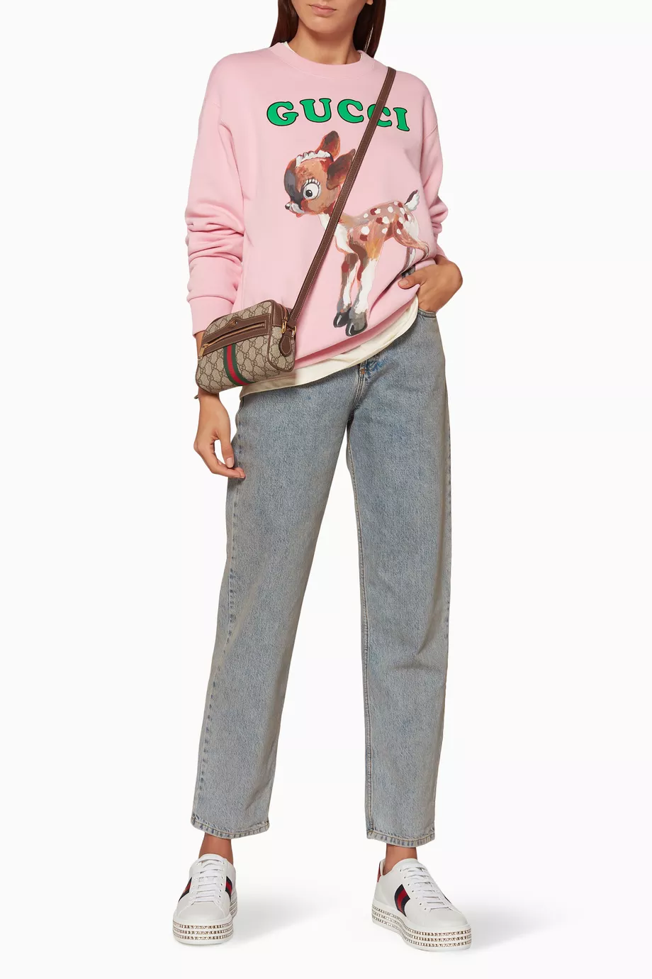 Buy Gucci Pink Light Pink Oversized Logo Fawn Sweatshirt For Women Online Ounass Saudi