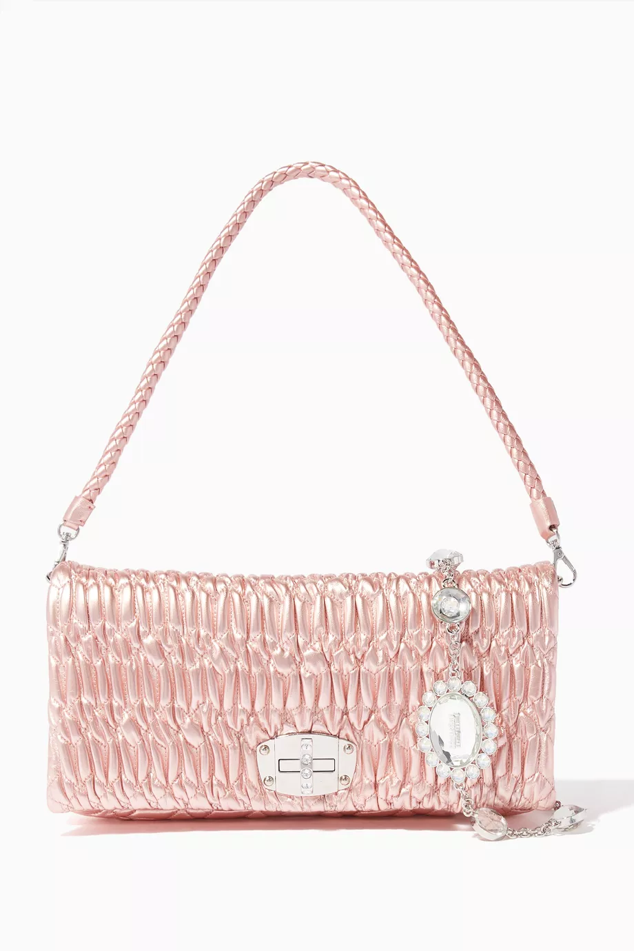 Buy Miu Miu Rose Gold Metallic-Pink Large Iconic Crystal