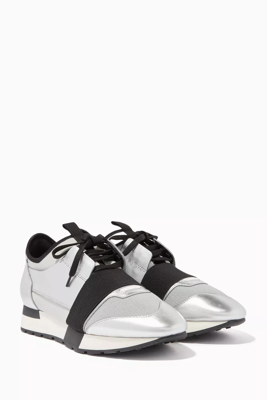 Buy Balenciaga Silver Silver Black Race Runner Low Top Sneakers For Women Online Ounass Saudi