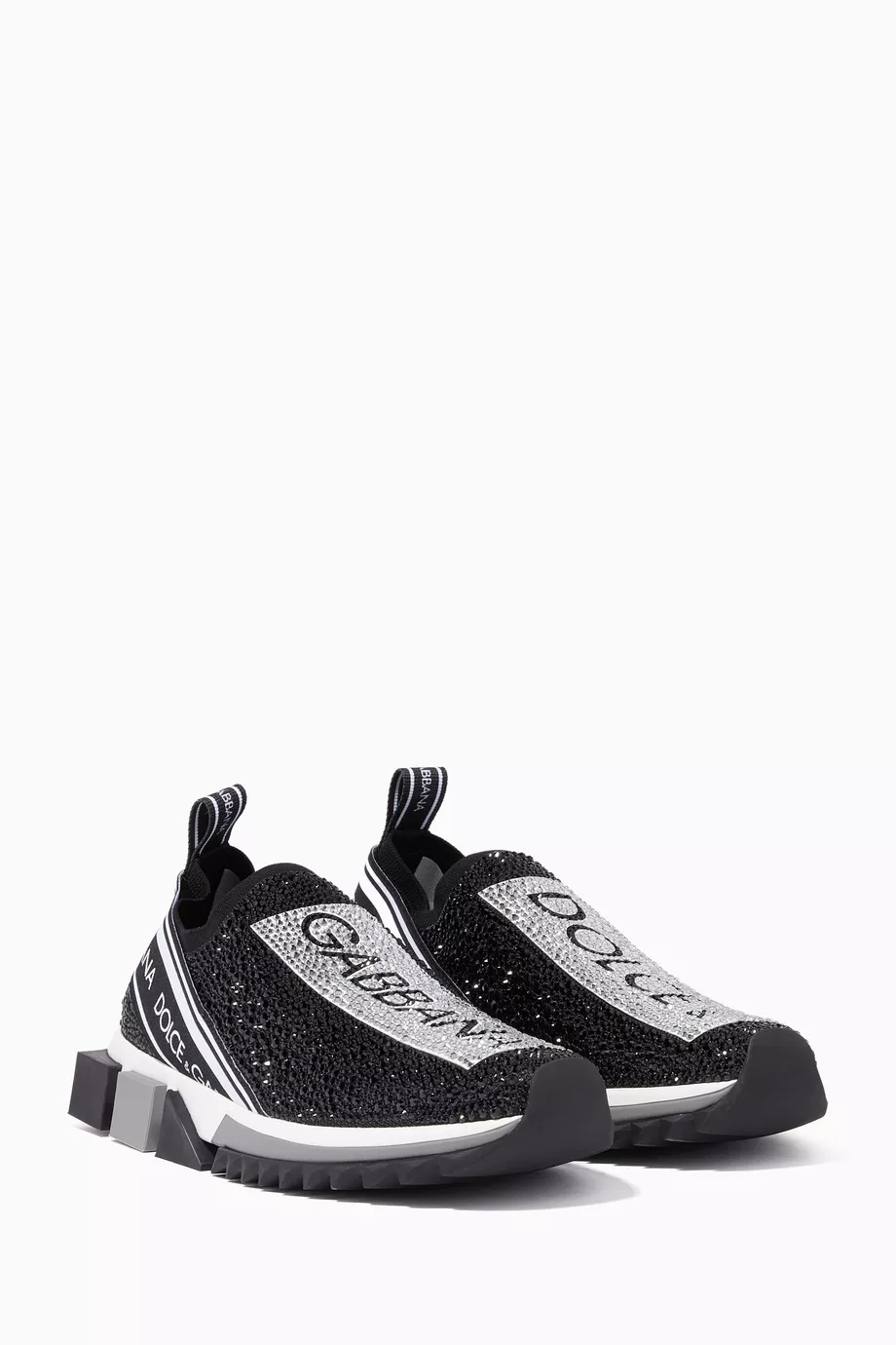 Buy Dolce Gabbana Black White Black Sorrento Crystal Embellished Sneakers For Women Online Ounass Saudi