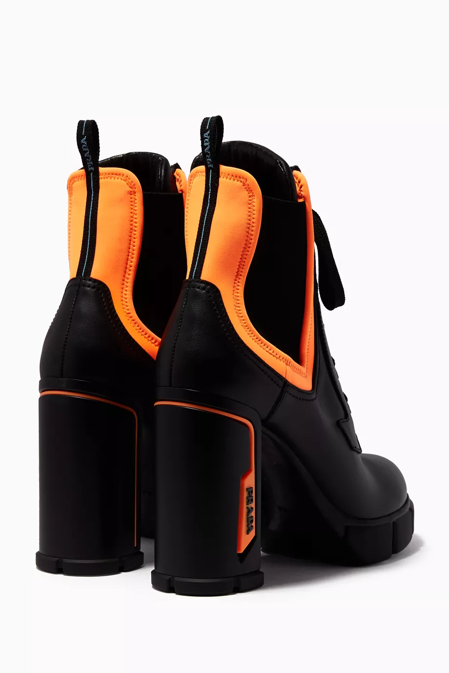 Buy Prada Black Black Neoprene Leather Tread Boots For Women