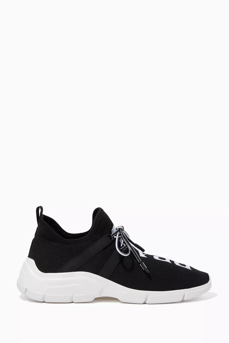 Buy Prada Black Black Knit Logo Sneakers For Women Online Ounass Saudi