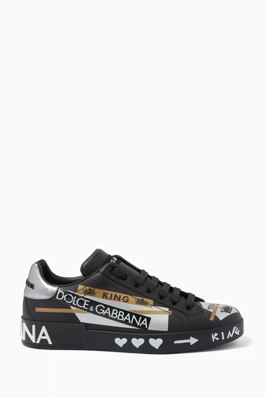 Buy Dolce Gabbana Black Black Portofino Tape King of Love Sneakers For Men Online Ounass Saudi
