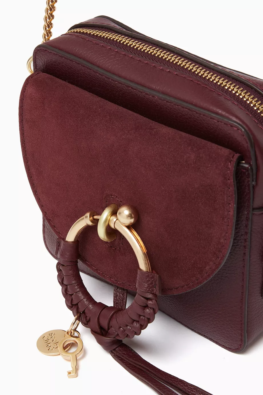 Buy See By Chloé Burgundy Joan Camera Bag in Grained Suede