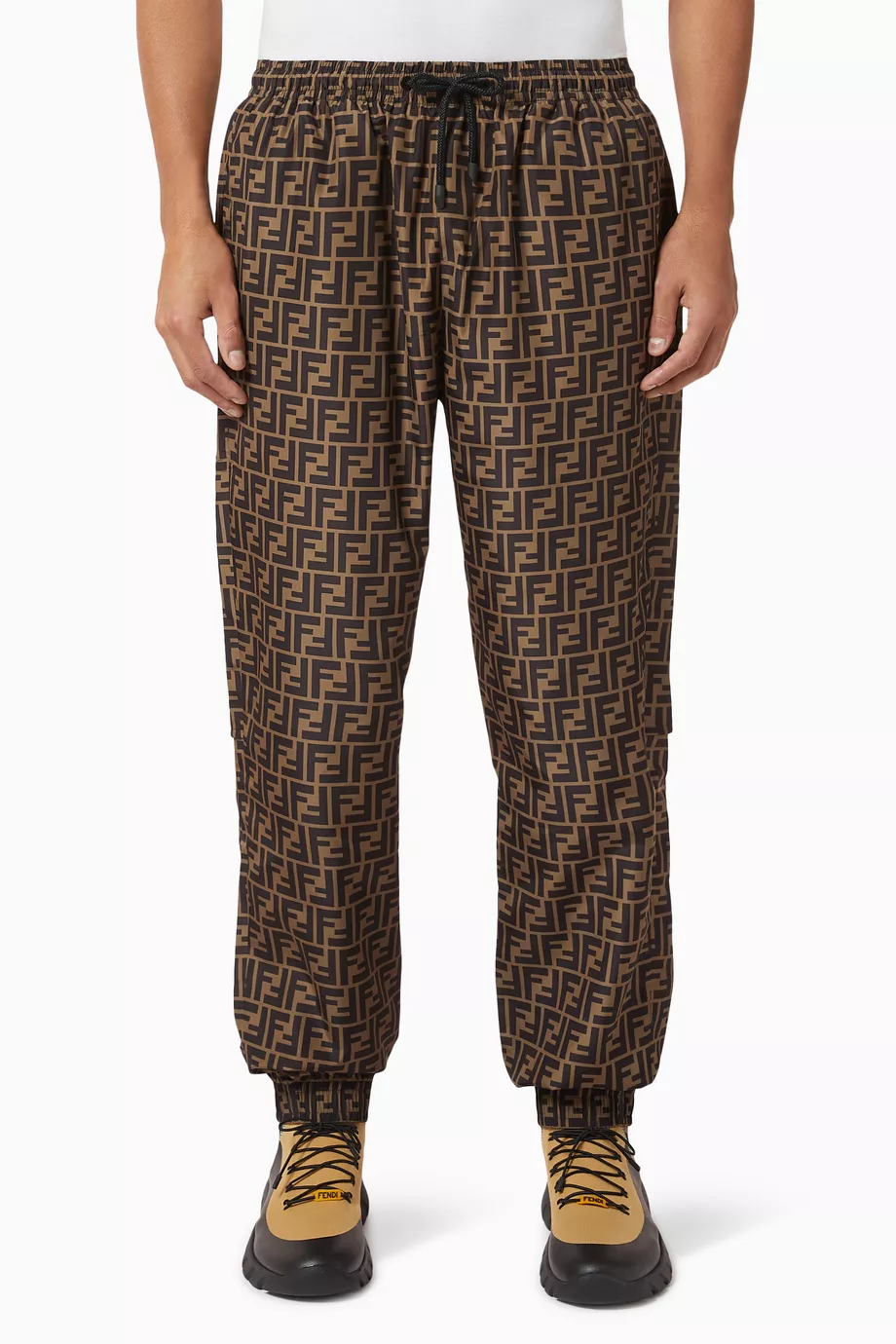 Buy Fendi Brown FF Nylon Jogging Pants For Men Online Ounass Saudi