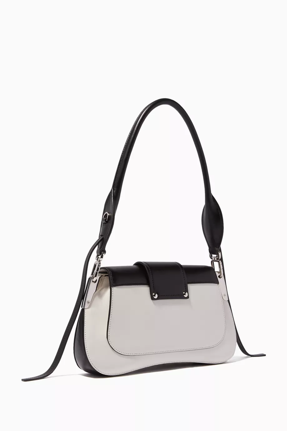 Buy Prada White White Black Small Sidonie Leather Shoulder Bag For Women Online Ounass Saudi