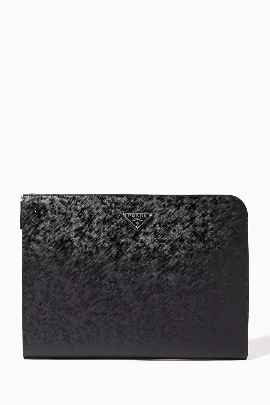 Buy Prada Black Logo Document Holder in Saffiano Leather For Men Online Ounass Saudi