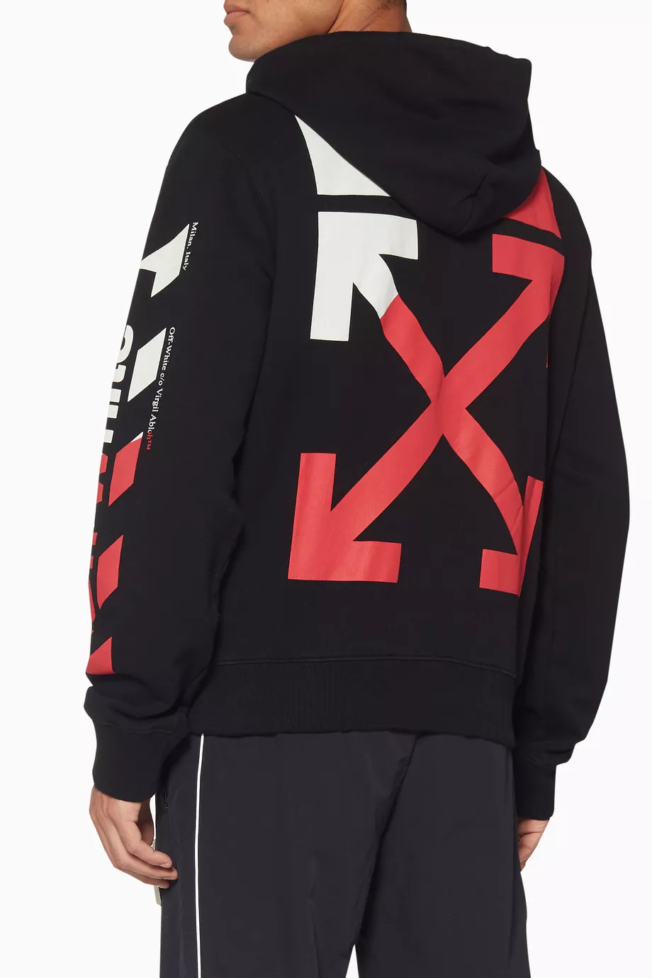 Buy Off White Black Diagonal Stripe Split Logo Hoodie For Men Online Ounass Saudi