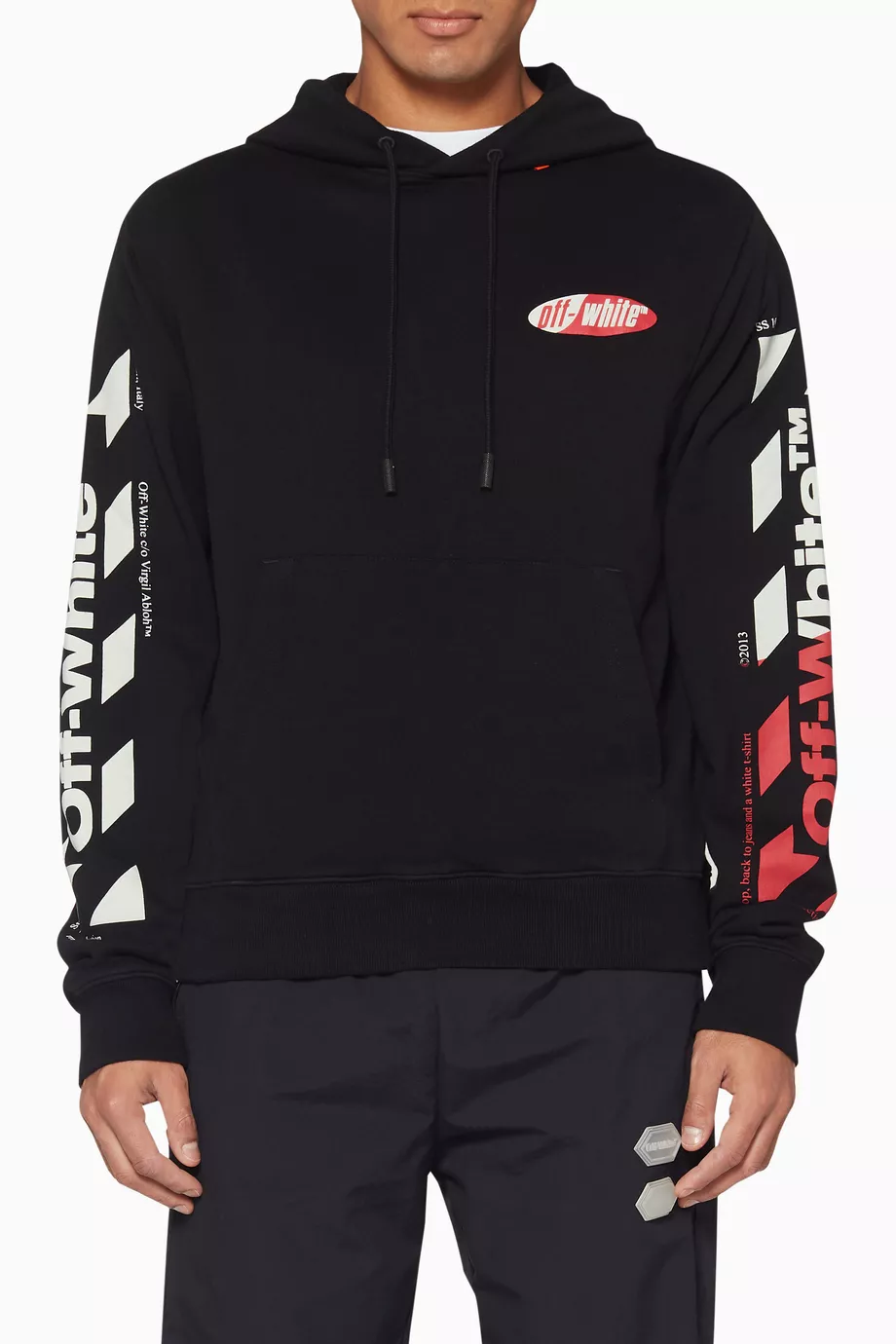 Buy Off White Black Diagonal Stripe Split Logo Hoodie For Men Online Ounass Saudi