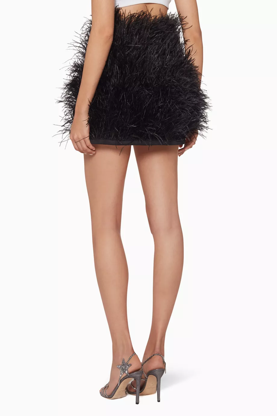 Buy The Attico Black Feather Mini Skirt For Women Online