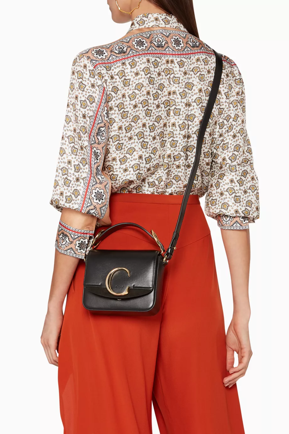 Buy Chloe Black Mini Chloe C Shiny Leather Shoulder Bag For Women Online Ounass Saudi