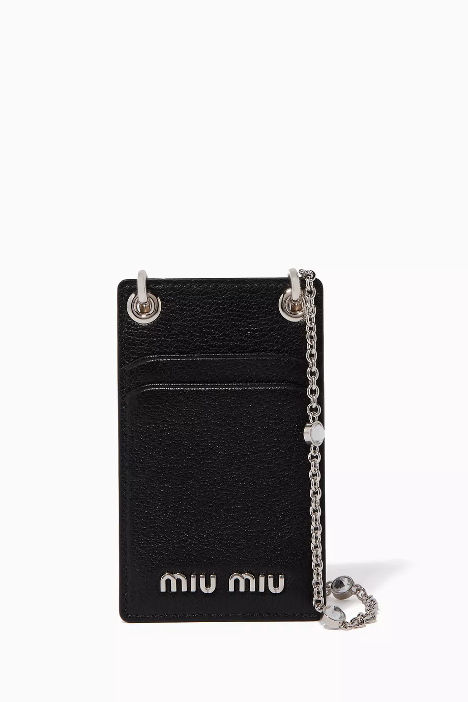 Buy Miu Miu Black Black Madras Leather Card Holder For Women Online Ounass Saudi
