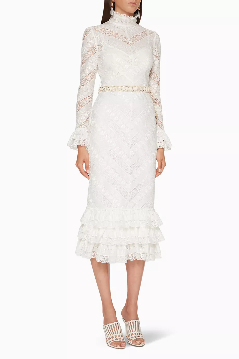 Buy Zimmermann Neutral Veneto Perennial Lace Midi Dress For Women Online |  Ounass Saudi