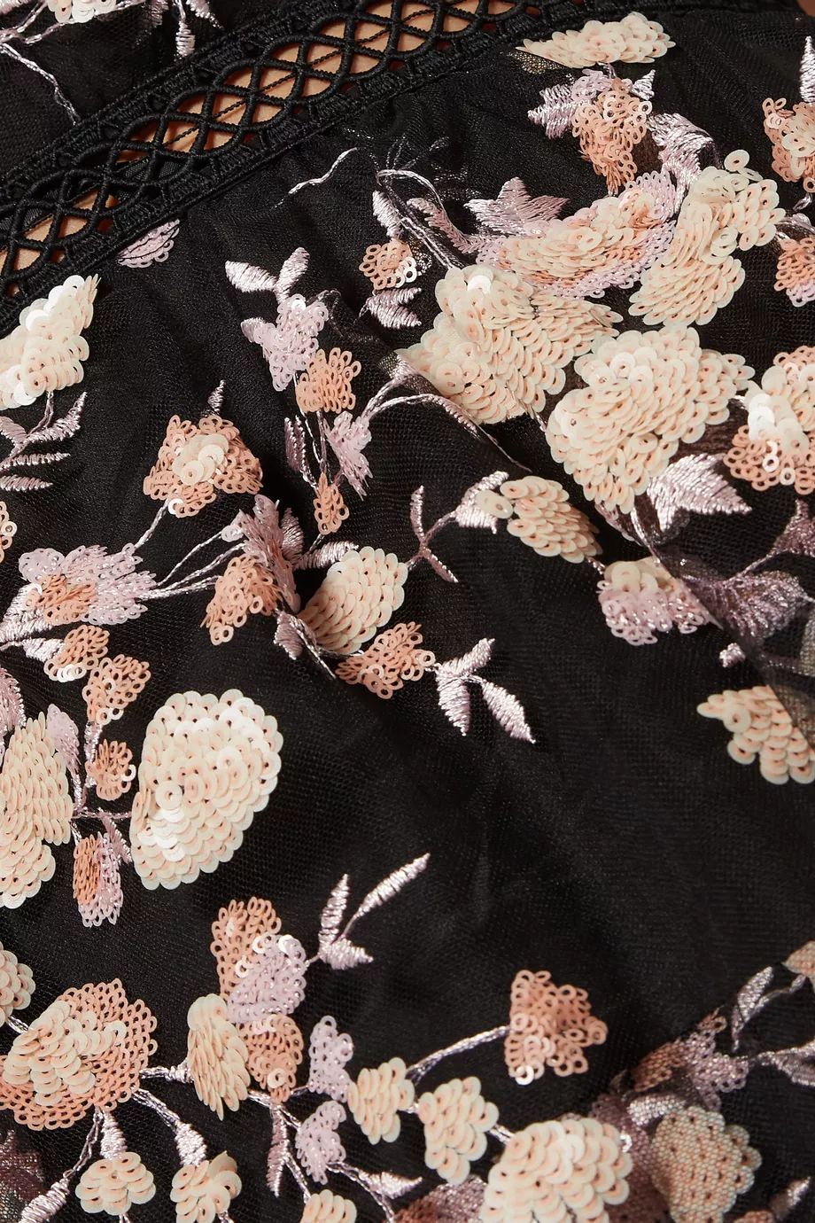 Buy Self Portrait Black Sleeveless Midnight Floral Mesh Dress For Women Online Ounass Saudi