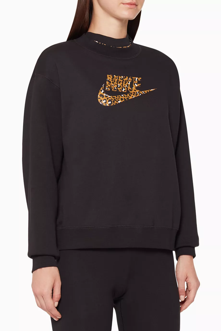 Buy Nike Black Leopard Print Logo Sweatshirt For Women Online Ounass Saudi